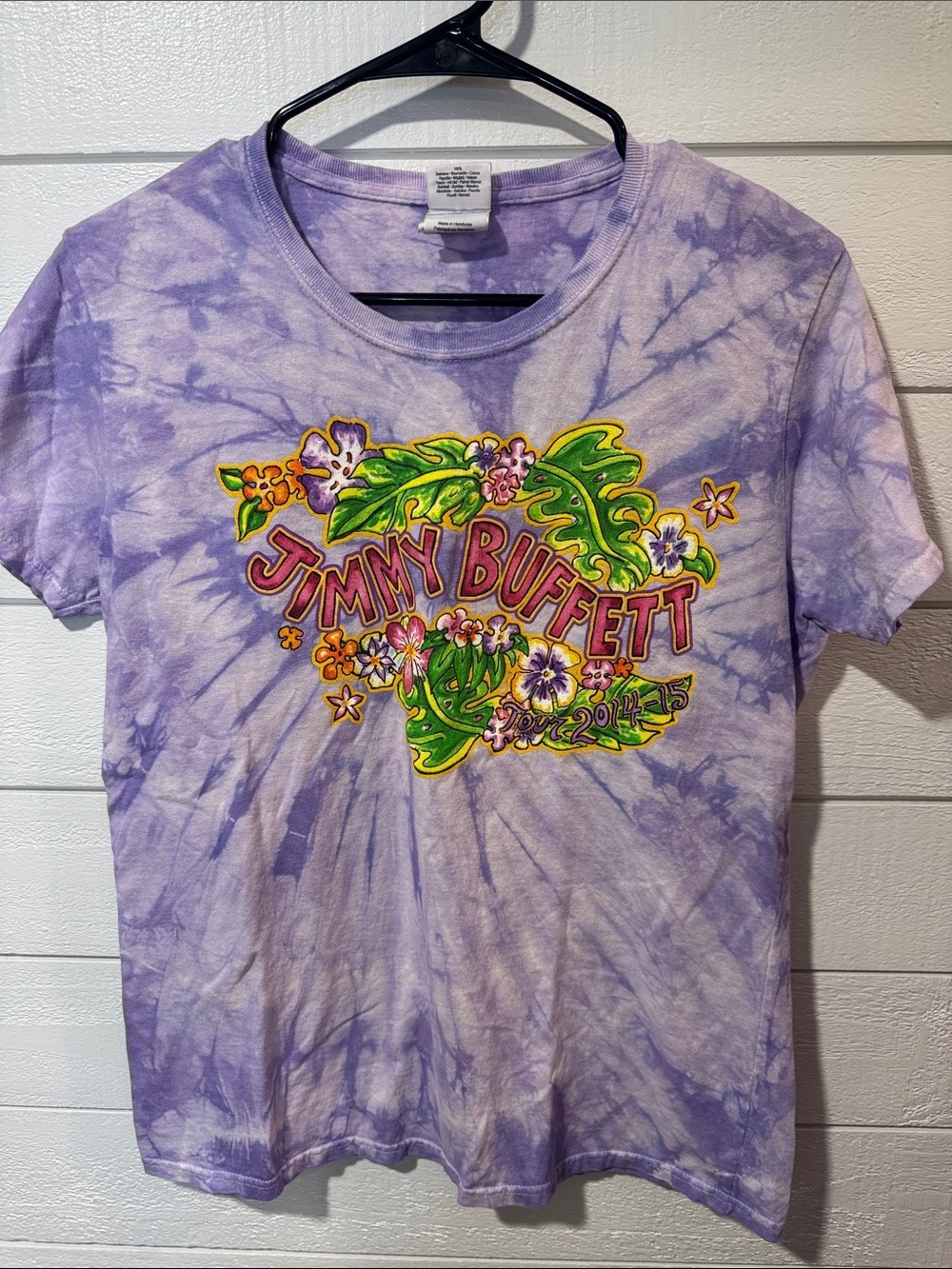 Ladies 100% Cotton Jimmy Buffet 2014/15 Tie-Dye Concert Graphic Tee- Large